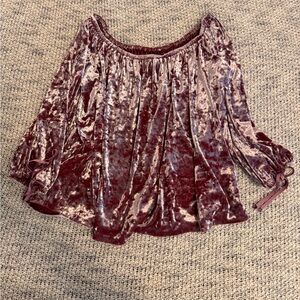 American Eagle Medium Mauve Velvet Off-Shoulder Blouse